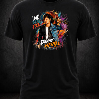 Shirt Uni schwarz mit buntem Denny Hertel Motiv